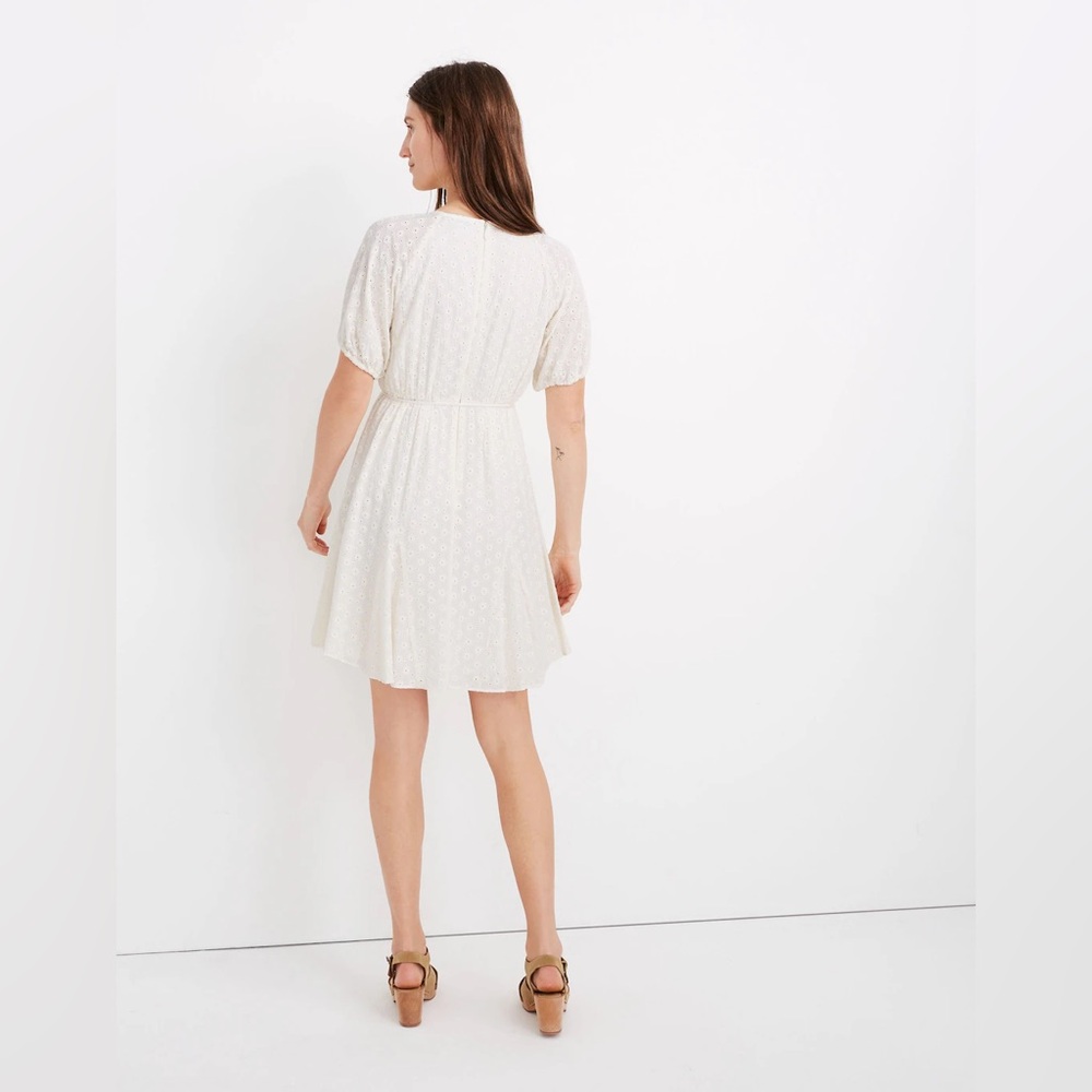 Madewell ivory Eyelet Tassel-Tie Mini Dress sz 10 cream dress - Picture 7 of 11